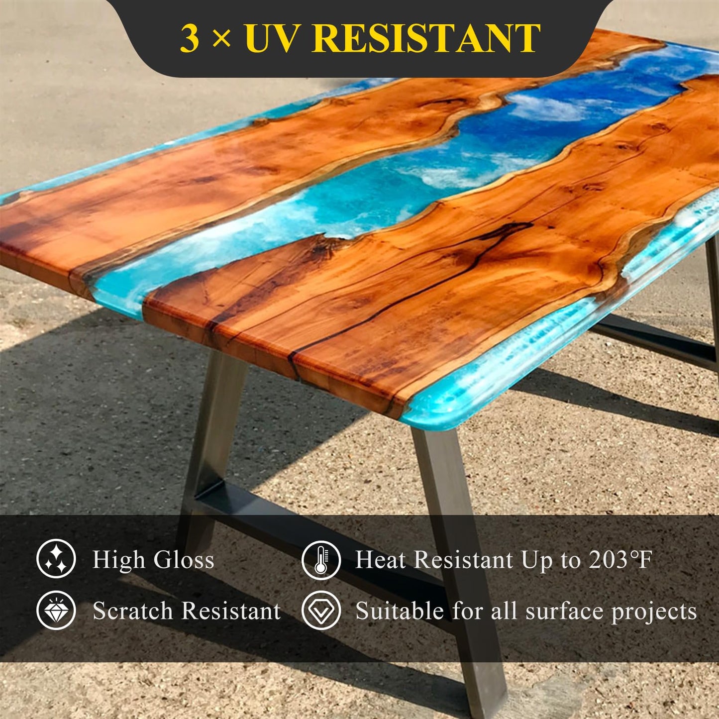 2 Gallon 3×UV Resistant Resin Kit,No Bubble & Crystal Clear Epoxy Resin for Coating, Casting, Table Top,DIY, Bar Top, River Tables, Resin Art, Wood with Two Pumps