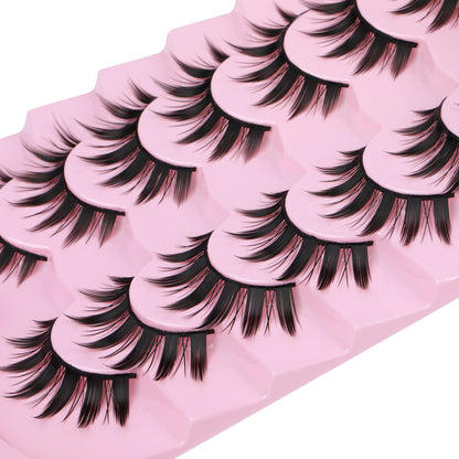 False Eyelashes Manga Anime Lashes Japanese Cosplay Spiky Lashes Mink Dramatic Thick Fake Eyelashes Extensions Doll Strip Lashes 7 Pairs Pack by EYDEVRO