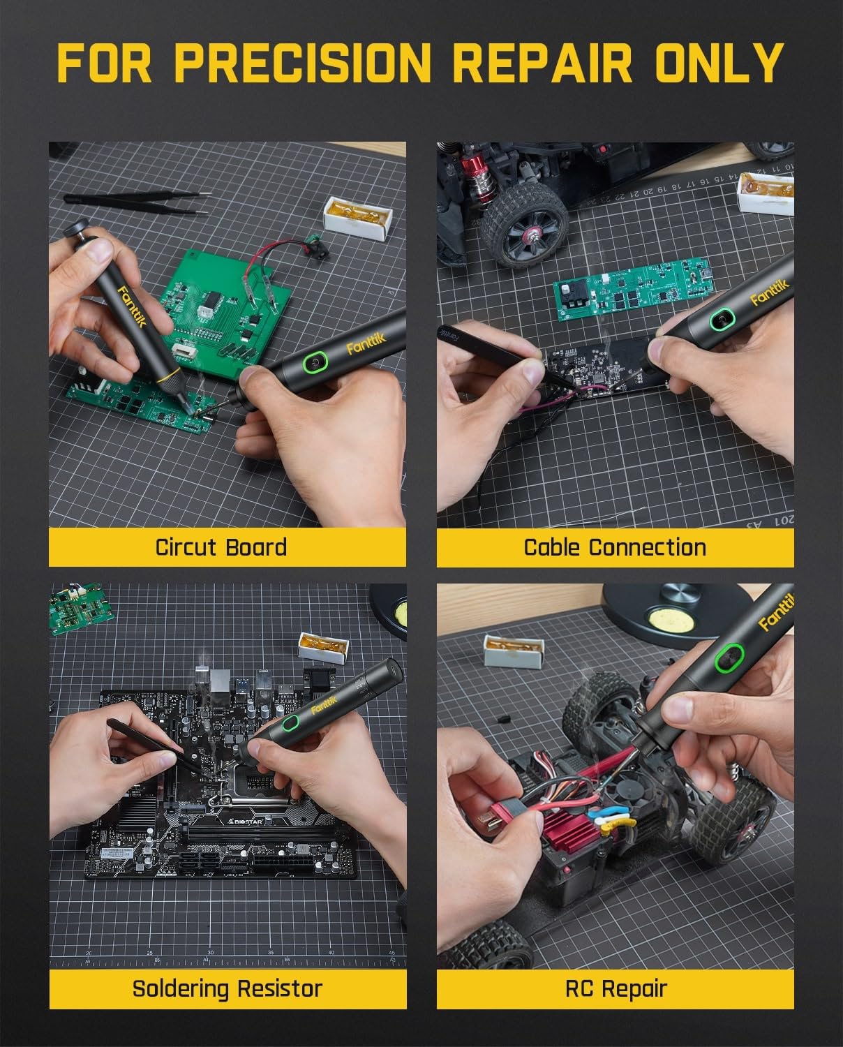 Fanttik T1 Max Soldering Iron Kit, Cordless Soldering Iron, 7 Seconds Fast Heating(390°F-840℉), Auto Sleep, 4 Precision Soldering Tips(C210), 360° Swivel Stand, Soldering Iron for Precision Repair