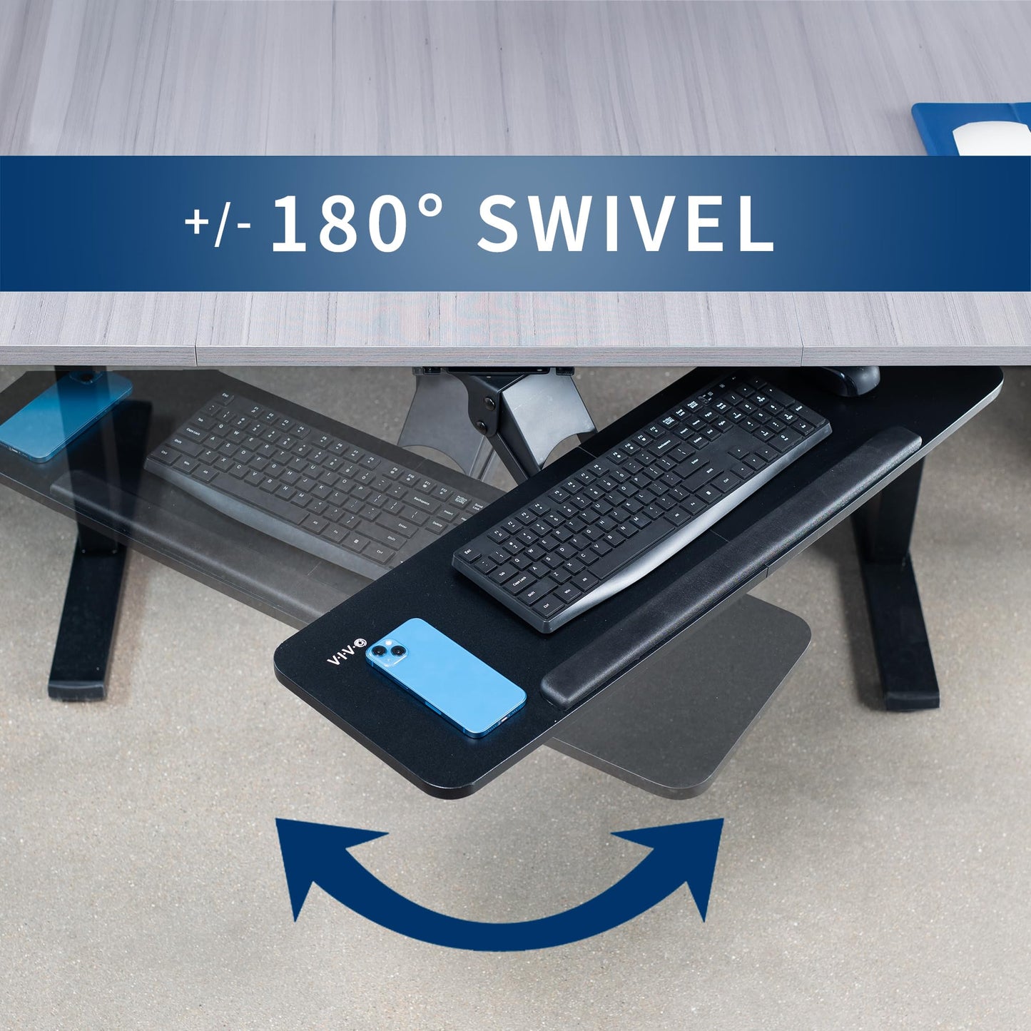 VIVO Adjustable Computer Keyboard & Mouse Platform Tray Ergonomic Under Table Desk Mount Drawer Underdesk Shelf (MOUNT-KB03B)