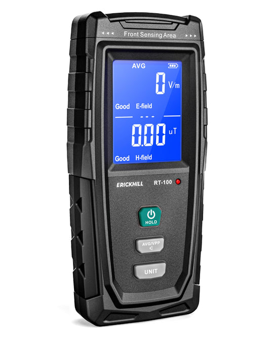 ERICKHILL EMF Detector, Rechargeable Digital Electromagnetic Field Radiation Detector Hand-held Digital LCD EMF Meter Great Tester for Home EMF Inspections,Ghost Hunting Green