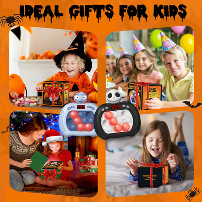 2pcs Halloween Pop Push Game Light Up Fidget Toy,Halloween Toys for Boys Grils Teens Age 3-12,Pop Bubble Sensory Toys,Halloween Party Favors Halloween Trick or Treat Gifts (Black-Blue)