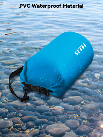 HEETA Waterproof Dry Bag for Women Men (Upgraded Version), Roll Top Lightweight Dry Storage Bag Backpack with Emergency Whistle for Travel, Swimming, Boating, Kayaking, Camping, Beach (Blue, 10L)
