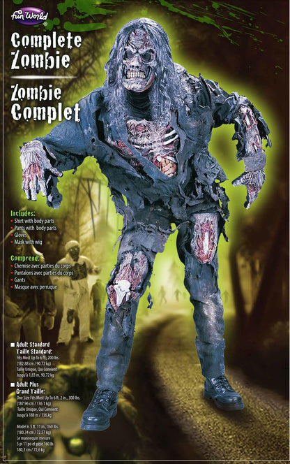 Complete 3D Zombie Adult Costume, Multicolor, Standard
