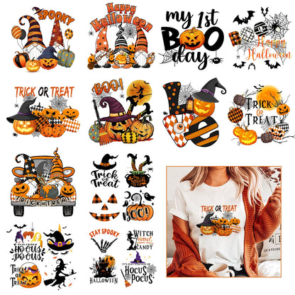 Cysincos Iron on Stickers Heat Transfer Decal Patches Vinyl for T-Shirt Clothing Hat Pillow Backpack DIY Craft Supplies (Halloween-21pcs)