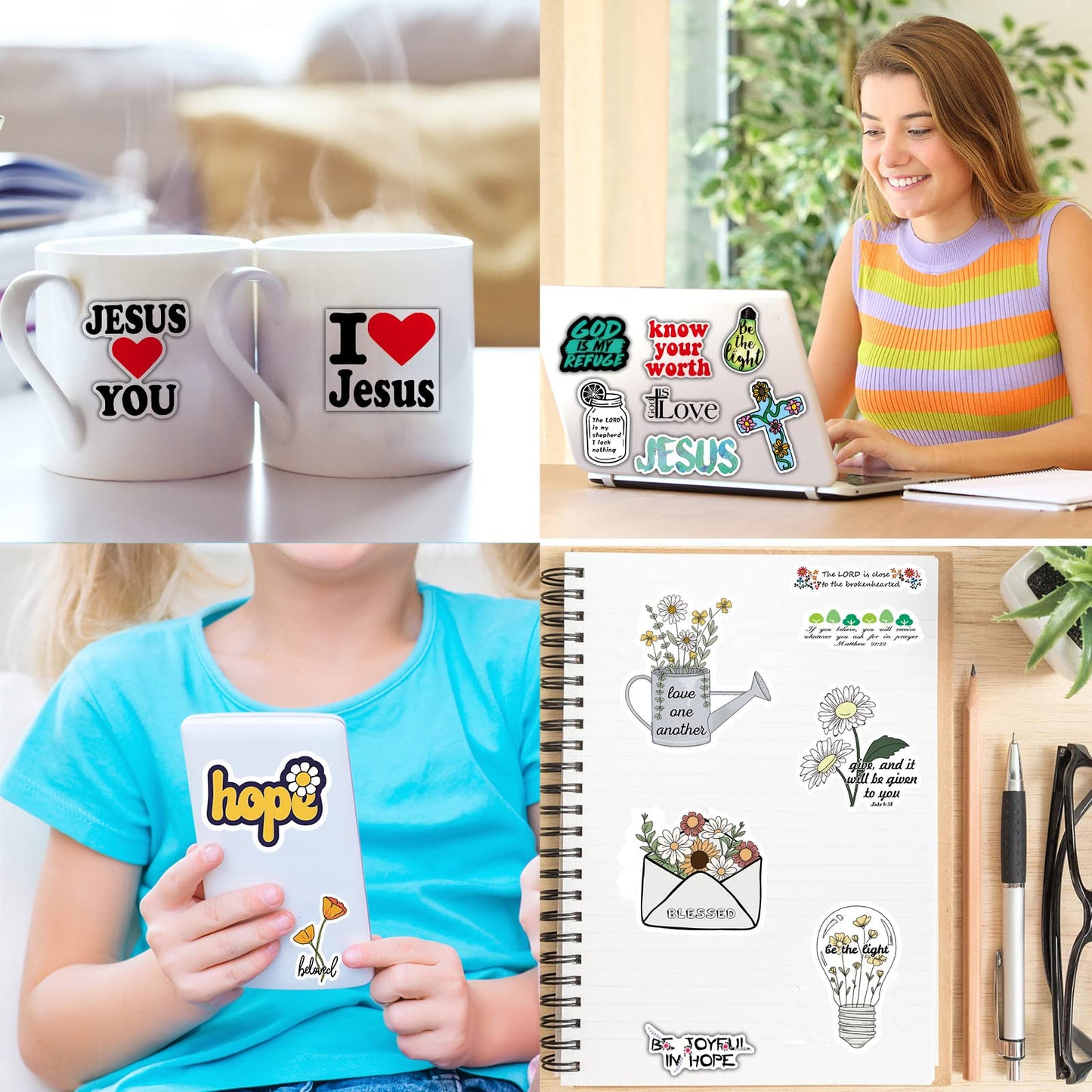 220Pcs Inspirational Christian Stickers, Waterproof Bible Verse Jesus Stickers for Water Bottles Laptop Scrapbook Journaling Planner, Bible Study Vision Board Supplies Christian Easter Gifts for Kids