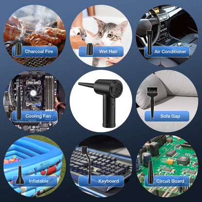 Compressed Air Duster, 3 Gear to 51000RPM Cordless Electric Air Duster, 6000mAh Rechargeable Air Blower with LED Light for Laptop Computer Camera Keyboard Cleaning Dust Hair Replace Compressed Air Can