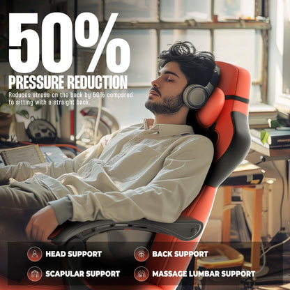 Dowinx Gaming Chair with Footrest, Gaming Chair for Heavy People, Gamer Chair for Adult with Massage, Computer Game Chair with PU, PC Game Chair for 200lbs (Red)