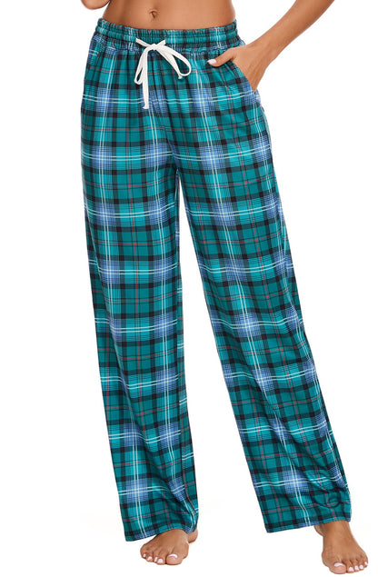 Kabento Womens Pajama Pants Plaid Sleep Lounge Pj Bottoms With Pockets, Green, Large