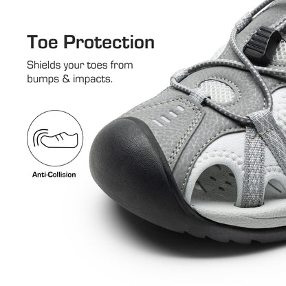 DREAM PAIRS Men's Sandals Hiking Water Sport Athletic Beach Outdoor Comfortable Casual Closed Toe Summer Sandal Shoes,Size 10.5,Light Grey,DMUMST2505