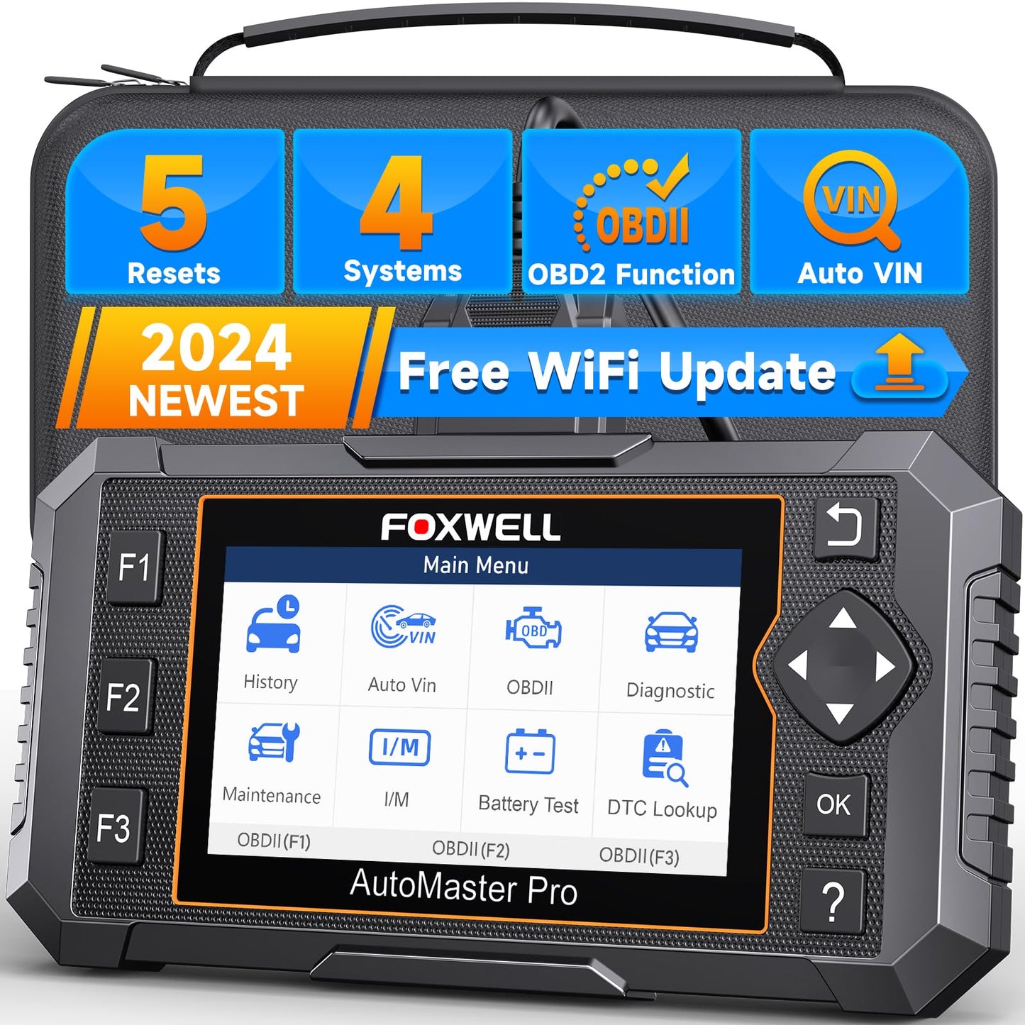 FOXWELL OBD2 Scanner NT614 Elite Engine Airbag Transmission ABS SRS Auto Scanner with 5 Reset Services WiFi Update Car Scanner ABS Bleeding/SAS/EPB/Throttle/Oil Upgrade of NT604 Code Reader Scan Tool