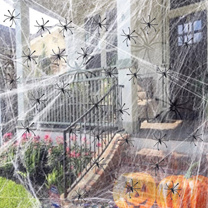 Labrostar 1000 Sqft Halloween Spider Web Decorations with 100 Fake Spiders Spooky Spider Webbing Decorations Indoor Outdoor Party Yard Decor Supplies for Bar Haunted House