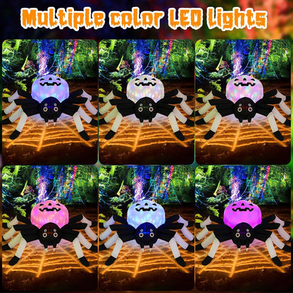 GOOSH 5 FT Width Halloween Inflatables Outdoor Decorations Spider with Magic Light, Blow Up Yard Decorations with LED Lights for Party Yard Garden Lawn