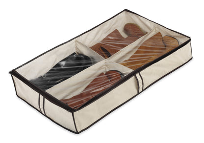 Whitmor 4 Section Underbed Boot Bag, White, Black