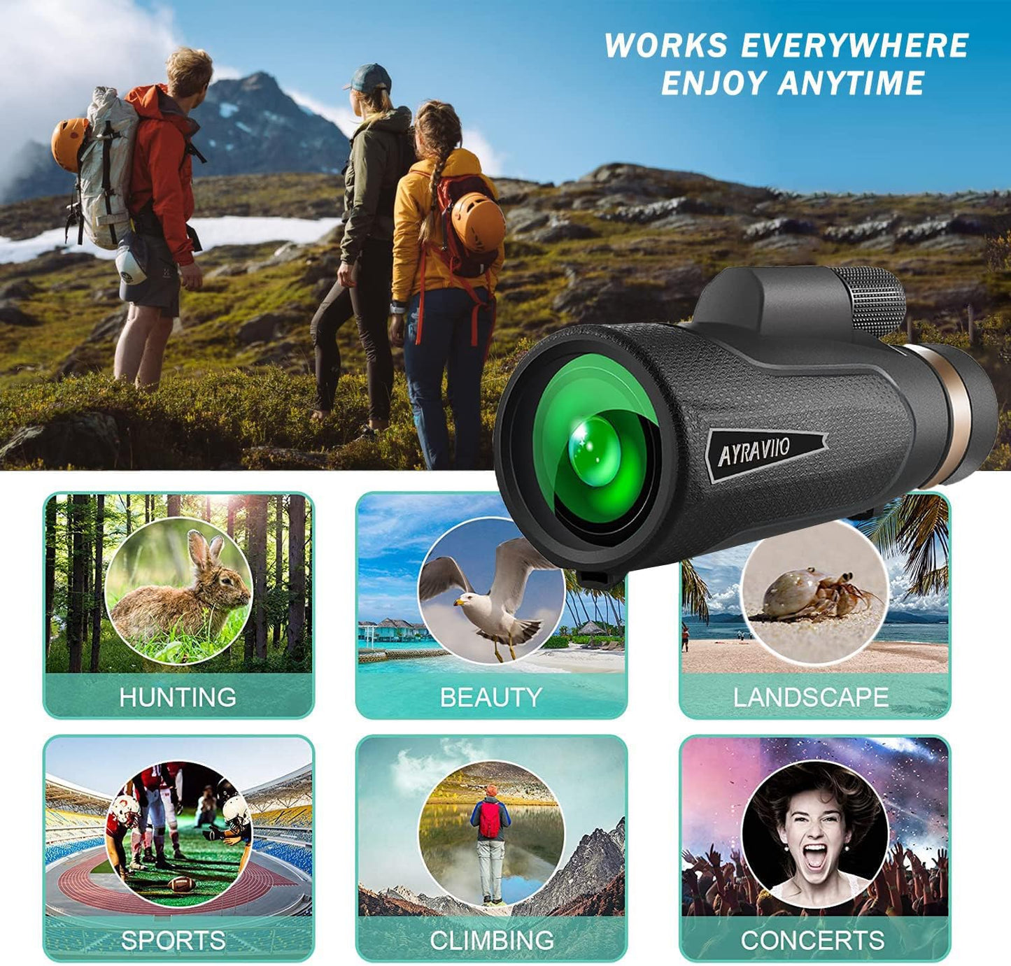 12x60 Monocular Telescope with Smartphone Holder & Upgraded Tripod, High Powered SMC & BAK4 Scope, Birthday Gifts for Men Dad Him Husband Teen, Gifts for Christmas, Outdoors Survival Hiking Gear