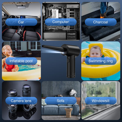 Compressed Air Duster, 3 Gear to 51000RPM Cordless Electric Air Duster, 6000mAh Rechargeable Air Blower with LED Light for Laptop Computer Camera Keyboard Cleaning Dust Hair Replace Compressed Air Can