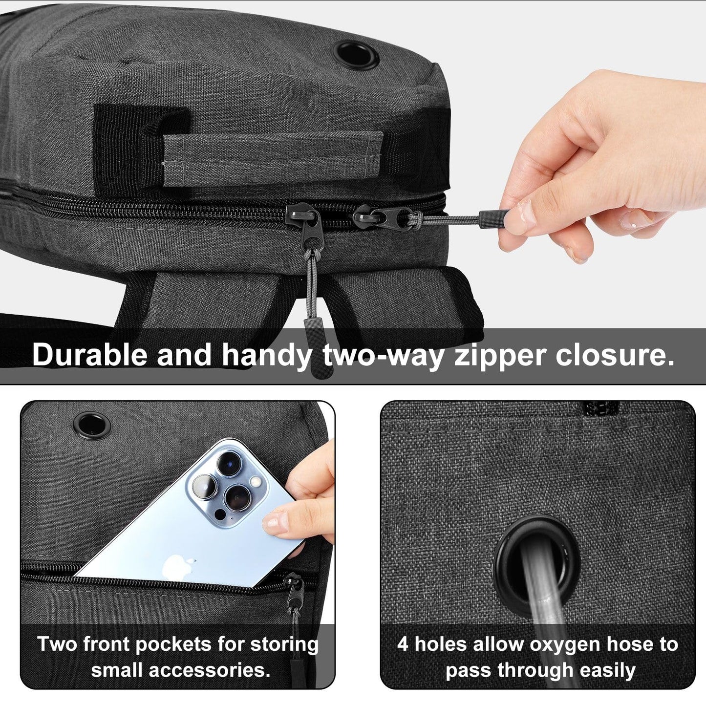 iGuerburn Oxygen Tank Backpack Size D, Portable Oxygen Backpack for D/M15 JD/M22 Cylinder Bag O2 Tank Carrier Holder for Travel (Black)