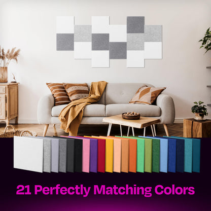 Ekkogo Acoustic Panels 12-Pack Soundproof Wall Panels 12"X12"X0.4" Sound Panels High Density Sound Dampening Panels - [White Square]