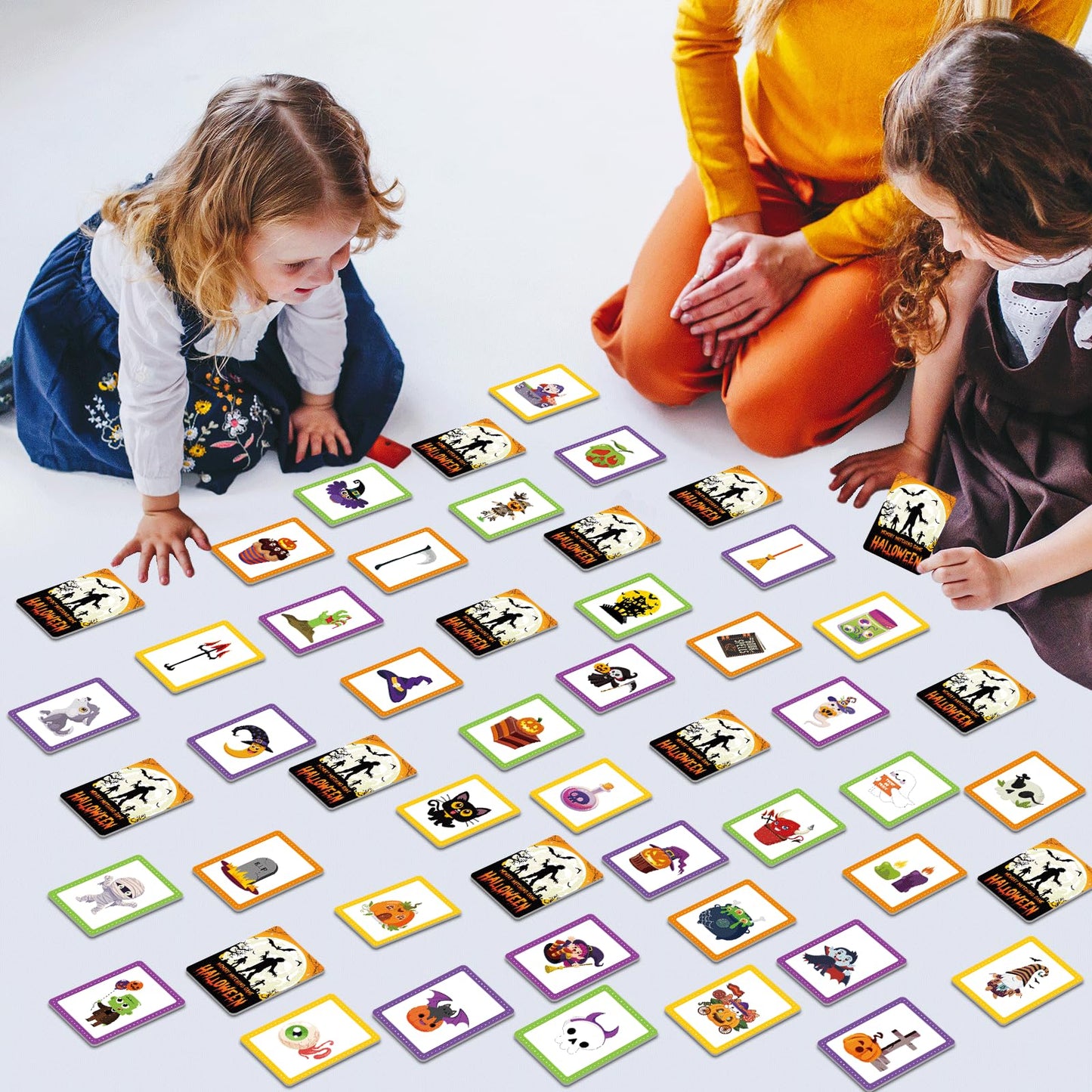 gisgfim 50 Pairs Memory Matching Game Happy Halloween Concentration Memory Games Card for Kids Educational Ages 3-8 A Fun & Fast Halloween Theme Matching Games