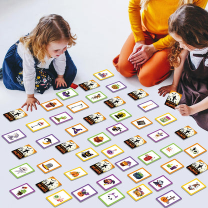 gisgfim 50 Pairs Memory Matching Game Happy Halloween Concentration Memory Games Card for Kids Educational Ages 3-8 A Fun & Fast Halloween Theme Matching Games
