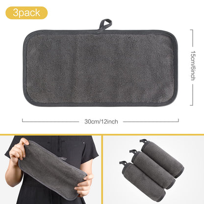KinHwa Reusable Makeup Remover Cloths Soft Microfiber Face Cleansing Cloth Magically Remove Cosmetics Only with Water 6inch x 12inch 3 Pack Dark-Gray