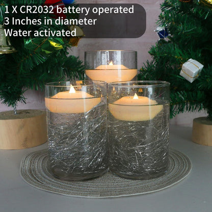 LACGO Pack of 8 LED Waterproof Wax Floating Candles Light 3 inch, Battery-Powered Flameless Flicker Candle, Water Activated Candle, for Baby Shower, Wedding, Home, Party Festival Decor(Warm White)