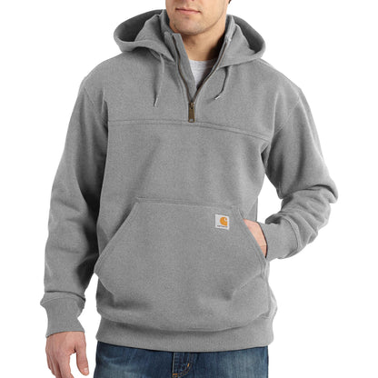 Carhartt Men's Rain Defender Paxton Heavyweight Hooded Zip Mock Neck Sweatshirt,Heather Gray,X-Large