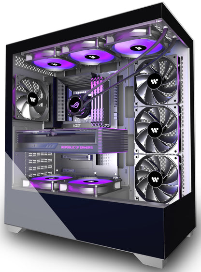 KEDIERS PC CASE ATX 4 Fans Pre-Installed, Type-C Mid Tower Computer Case with Full-View Dual Tempered Glass, Gaming PC Case,Black,P4