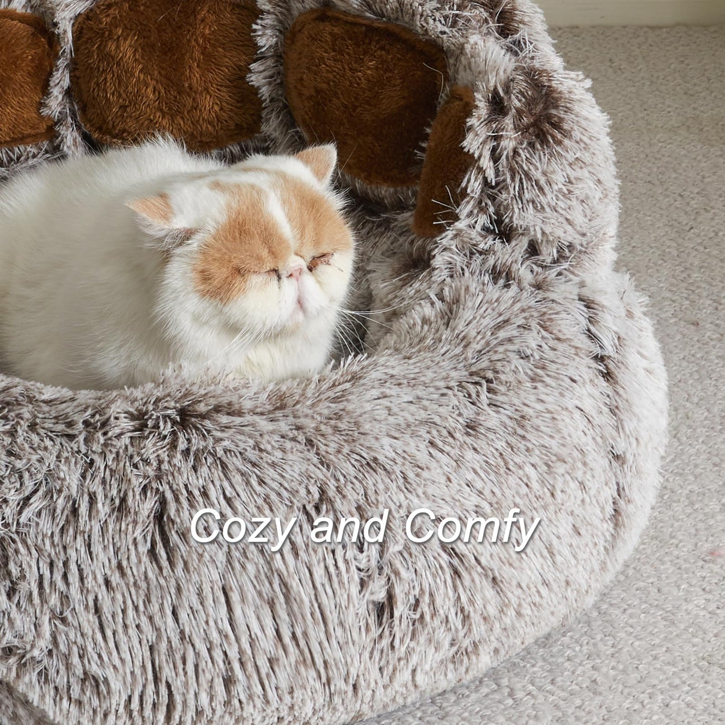 Jiupety Dog Bed with Standing Bear Paws | Cozy Comfy Dog Donut Bed | Gray M Size 22'X22' X6'