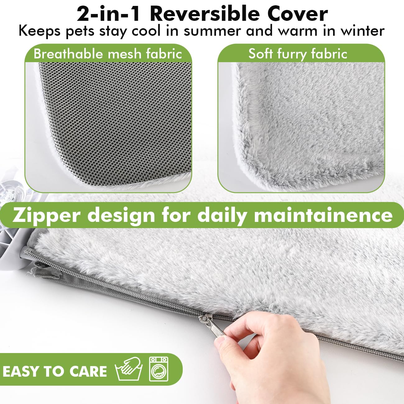 2PC Cat Window Perch Cordless Foldable Cat Hammock Bed for Window with Metal Frame and Reversible Cover, Large Suction Cups Window Resting Seat for Indoor Cats (Cat Bed, M-2PC)