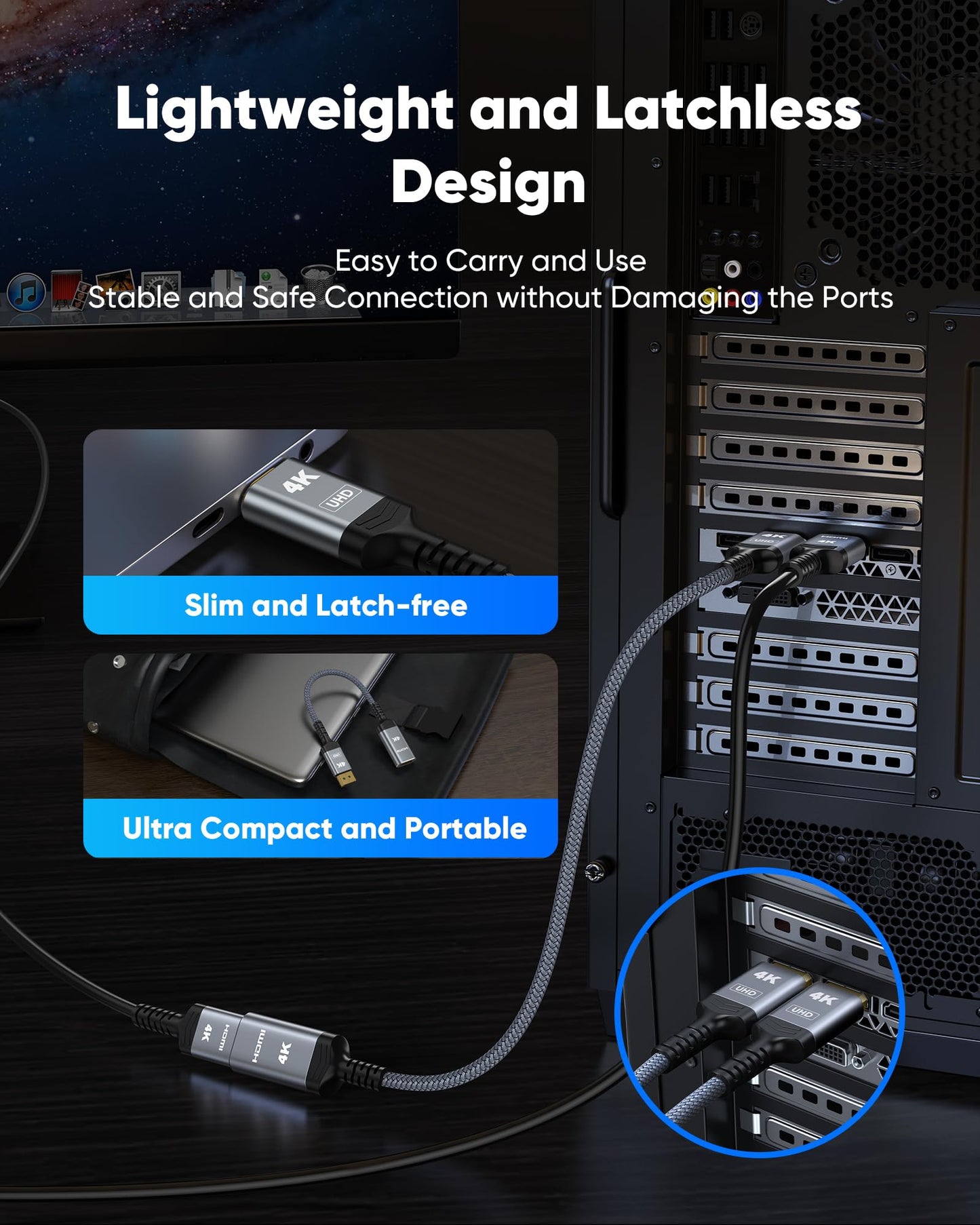Highwings 4K Display Port to HDMI Adapter, Uni-Directional DP 1.2 Computer to HDMI 2.0 Screen, Display Port to HDMI Adapter (Male to Female), SR Anti-Break, No Latch, for Dell HP AMD NVIDIA, Passive