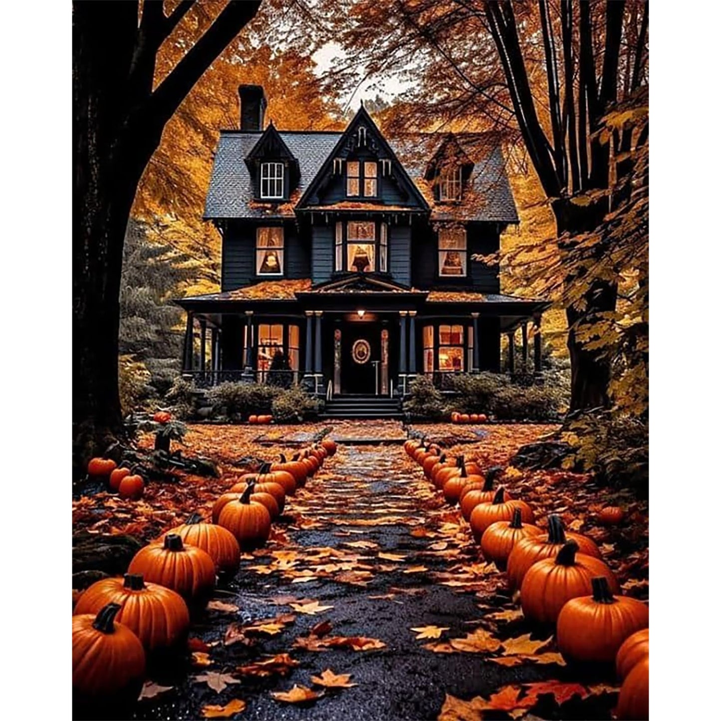 Landscape Paint by Number for Adults-Paint by Numbers for Adults Halloween, House Painting by Numbers for Gift Home Wall Decor (Halloween, 16x20 inch)