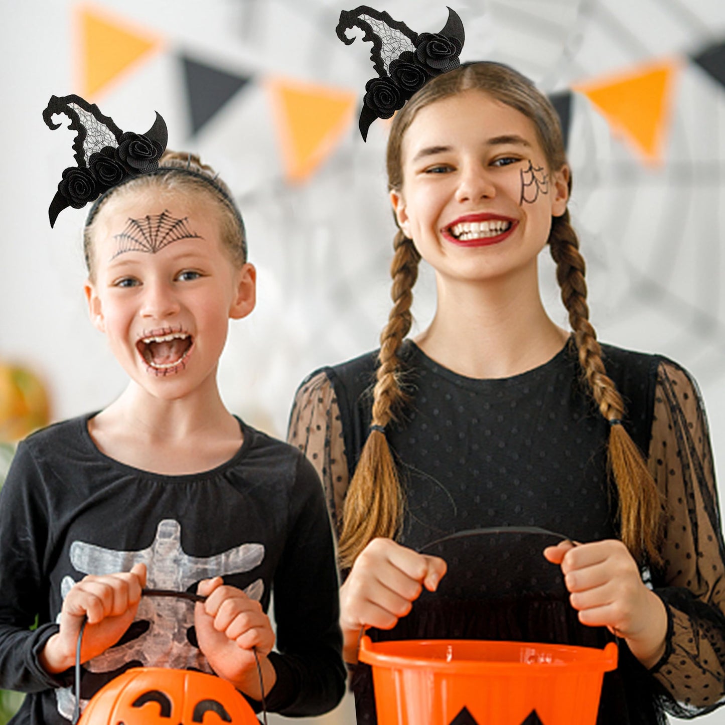 Ellzk Halloween Spider Ghost Pumpkin mini witch hat Hair Hoop Cosplay Devil Headband