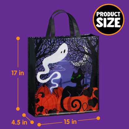 JOYIN 12PCS Halloween Large Treat Goody Tote Bags, 17” x 15” Halloween Candy Gift Bags Bulk, Goodie Snack Baggies for Kids Trick or Treating, School Classroom Gifts, Party Favor Supplies in 6 Designs