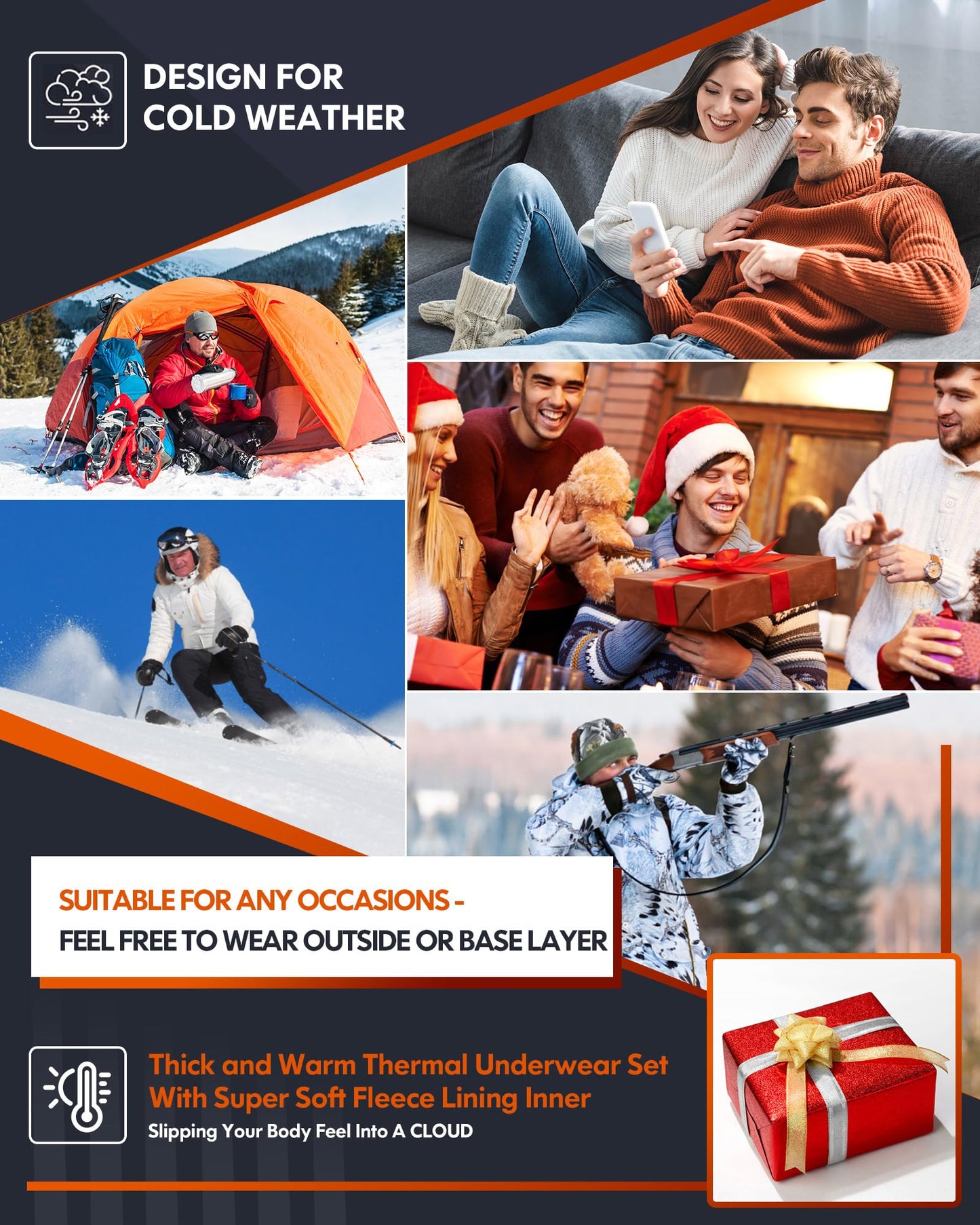 CL Thermal Underwear Long Johns for Men,Hunting Gear Sport Top and Bottom Set Winter Base Layer Long Underwear for Outdoor