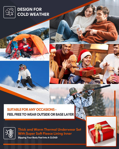 CL Thermal Underwear Long Johns for Men,Hunting Gear Sport Top and Bottom Set Winter Base Layer Long Underwear for Outdoor