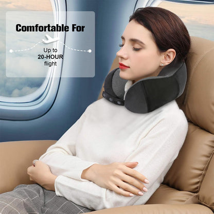 Cirorld Neck Pillow for Traveling, Travel Pillows for Airplanes,100% Pure Memory Foam Travel Neck Pillow, Adjustable Flight Pillow, Portable Plane Accessories with Eye Mask, Earplugs, Carry Bag