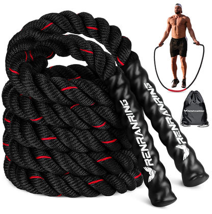 Jump Rope, 3LB Weighted Jump Rope for Fitness, 9.8ft Heavy Jumping Ropes for Exercise, Adult Workout Rope for Men & Women Improve Strength, Skipping Rope for Gym Training, Home Workout