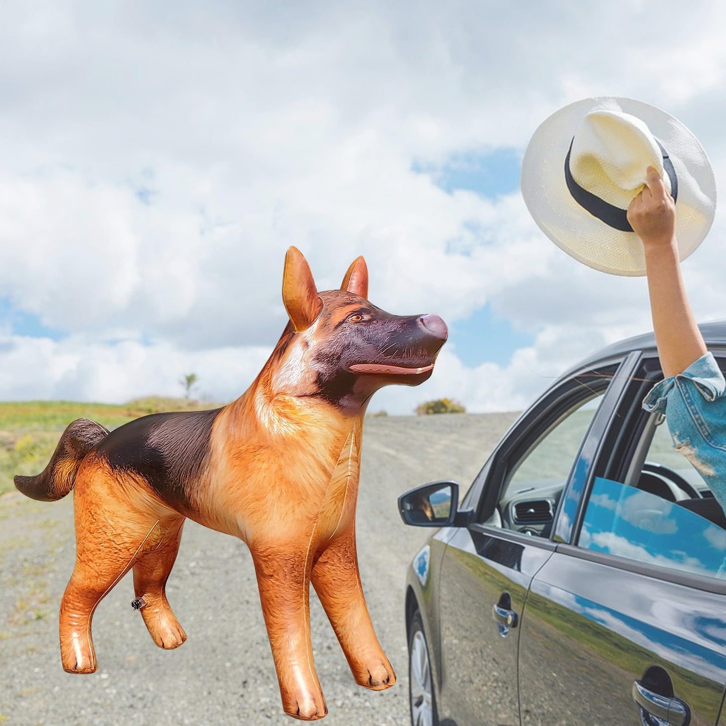 Jet Creations German Shepherd Inflatable – 43" L x 30" H – Halloween & Fall Decorations for Home, Office, Birthday Parties, Police Dog/K9, Animal Toy for Ages 3+, Black & Tan, 1 Pc