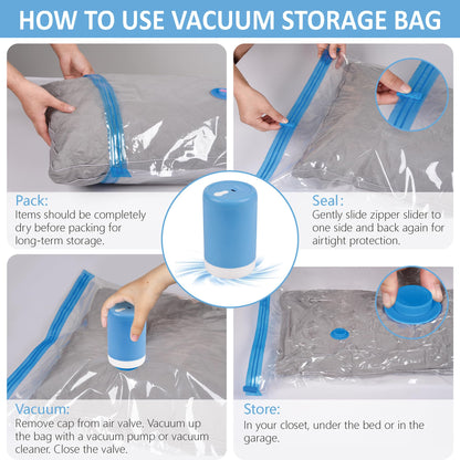 12 Pack Travel Vacuum Storage Bags with Portable Electric Pump, Vacuum Seal Space Saver Bags for Clothing, Vacuum Travel Bags for Luggage