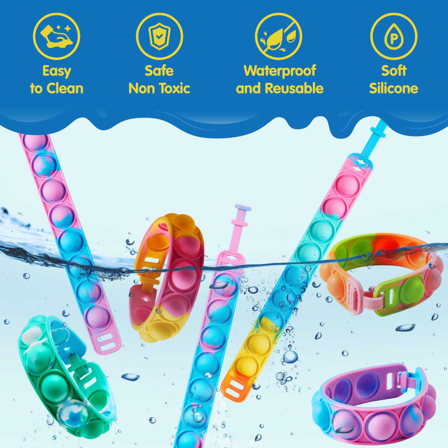 JOYIN Pop Fidget Toys pops Bulk 25 Pack Party Favors for Kids 4-8,8-12 Year, Fidget Bracelets Sensory Toys for Birthday Carnival Halloween Christmas Prizes Gifts Goodie Bags Stuffers for Kids