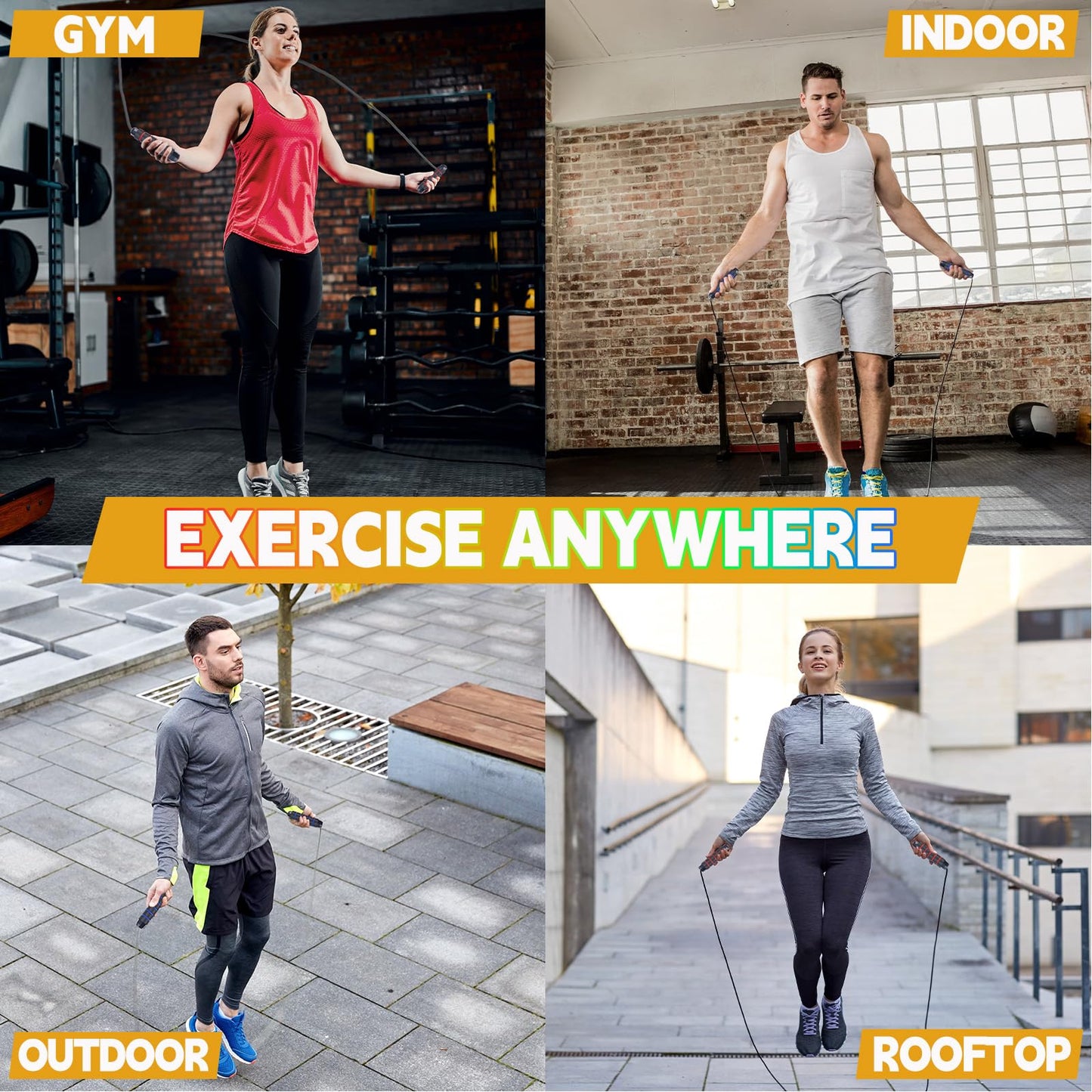 Emazerom Jump Rope for Women Men Kids, Adjustable Skipping Rope with Ball Bearings, Professional Jumping Rope with Foam Handles, Tangle-Free Rapid Speed Jump Ropes for Fitness Workout Boxing Exercise