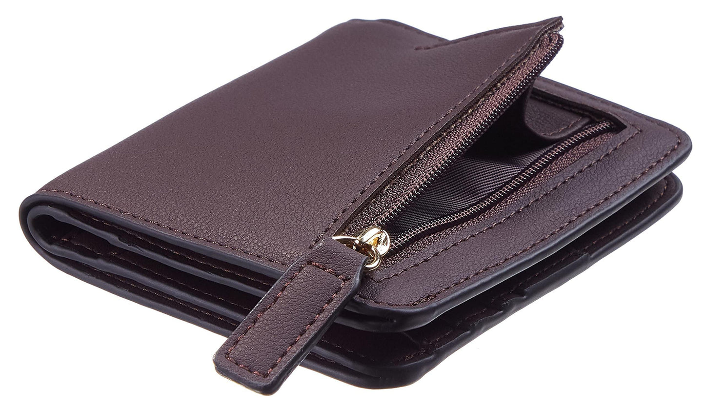 Gostwo Small Wallet for Women, RFID Blocking Wallet, Credit Card Holder Wallet, Compact Bifold Luxury Genuine Leather Pocket Passport Wallet Ladies Girls Mini Purse Travel with ID Window, Coffee