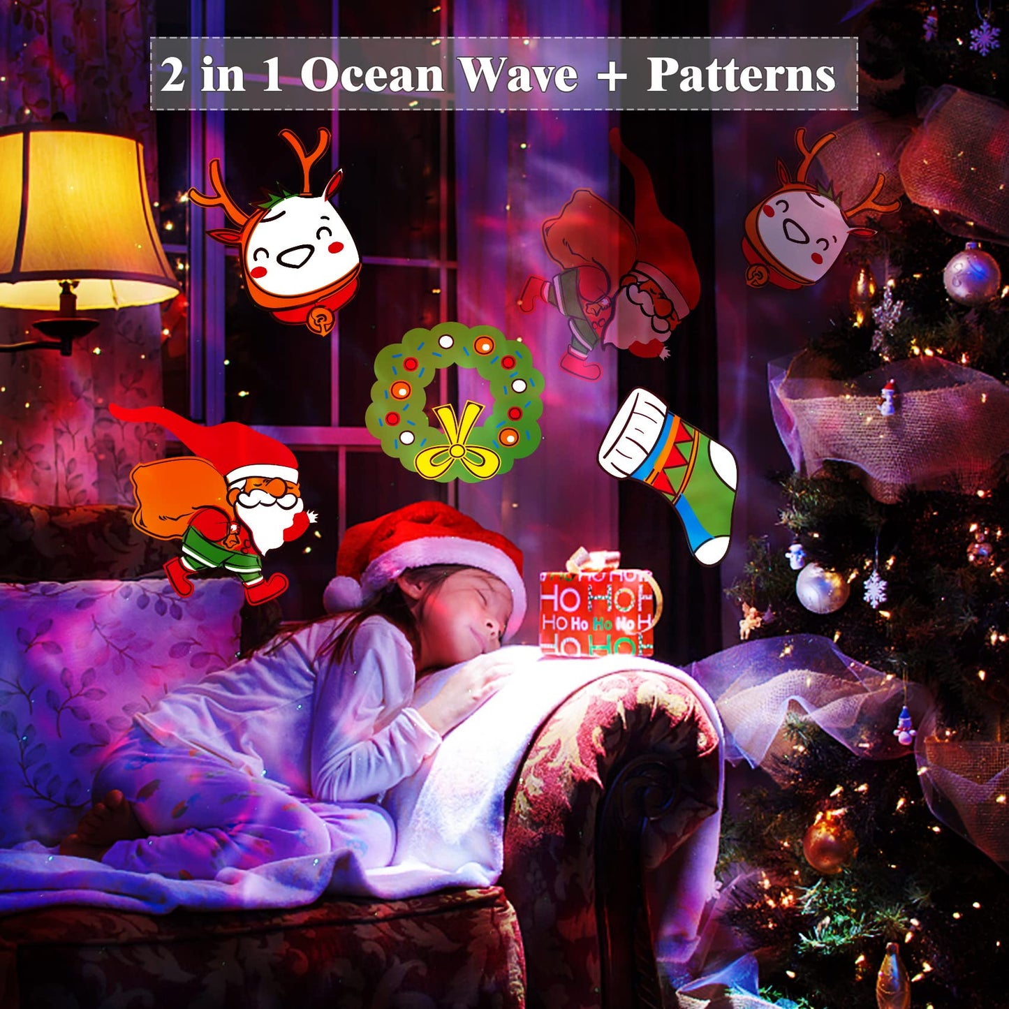 Halloween Decorations Projector Lights,Outdoor Christmas Holiday Projector with Remote Control Timer, 26 HD Effects (3D Ocean Wave & Patterns) Waterproof Landscape for Halloween Party Decorations