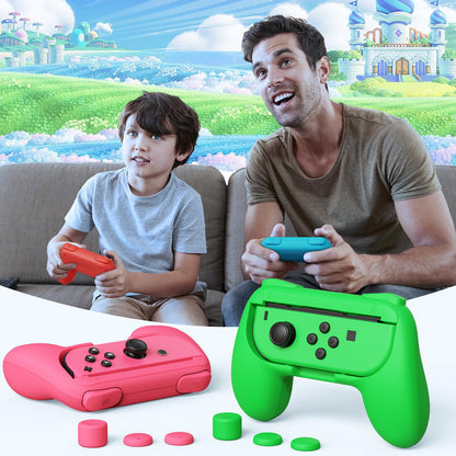 FASTSNAIL 4 Pack Grips Kit Compatible with Nintendo Switch for Joy Con, Wear-Resistant Grip Controller for Joy con & OLED Model with 12 Thumb Grip