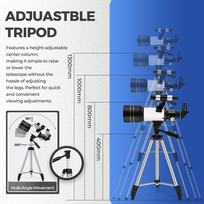 ESAKO Telescope for Kids & Beginners, 70mm Aperture Portable Telescopes with 3 Eyepieces, Height Adjustable Tripod & Phone Adapter & Remote Control