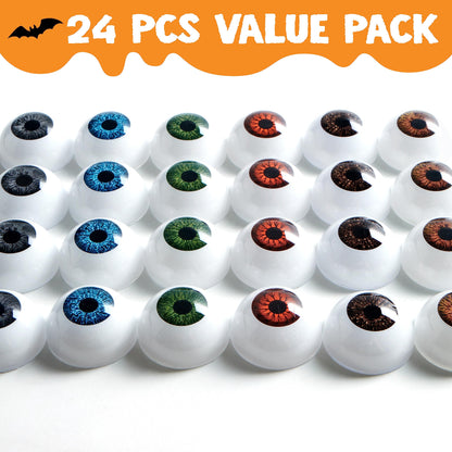 JOYIN 24 PCS Halloween Eyeballs, Trick or Treat Scary Realistic Eyes Prop Supplies, 12 Pair Hollow Plastic Eyeballs for Halloween Party Decoration
