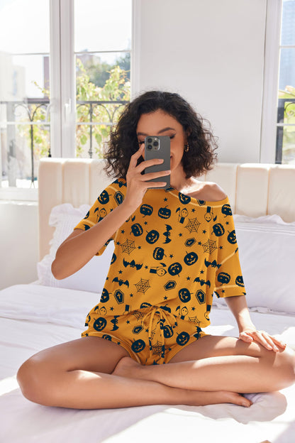 Ekouaer Women's Waffle Knit Two Piece Lounge Set, Soft Matching Outfits for Daily Wear, Casual Shorts Set with Elastic Waist & Pocket