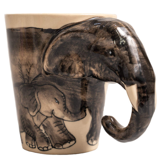 IYARA CRAFT 3D Elephant Mug 11oz – Chubby Handle Design, Handmade Ceramic, Microwave & Dishwasher Safe, Wildlife Coffee Cup, Gift for Animal Lovers, Women, Tea & Hot Chocolate