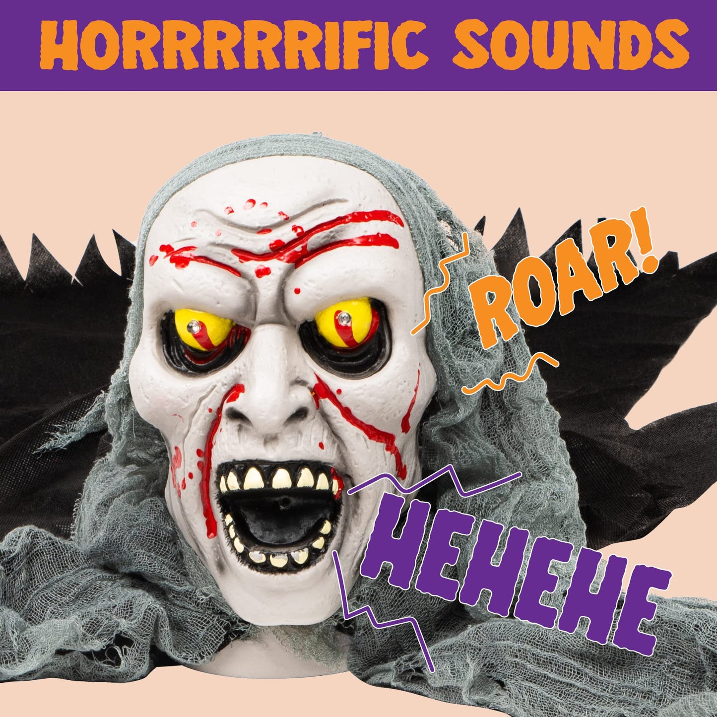 JOYIN Halloween Decorations Outdoor Light-Up Zombie Groundbreaker with bloodstain and Creepy Sound for Halloween Outside Decor, Lawn, Yard, Patio, Graveyard Decoration, Haunted House Prop